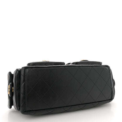 Chanel Shiny Lambskin Quilted Trendy Pockets Hobo Black 4 of 11