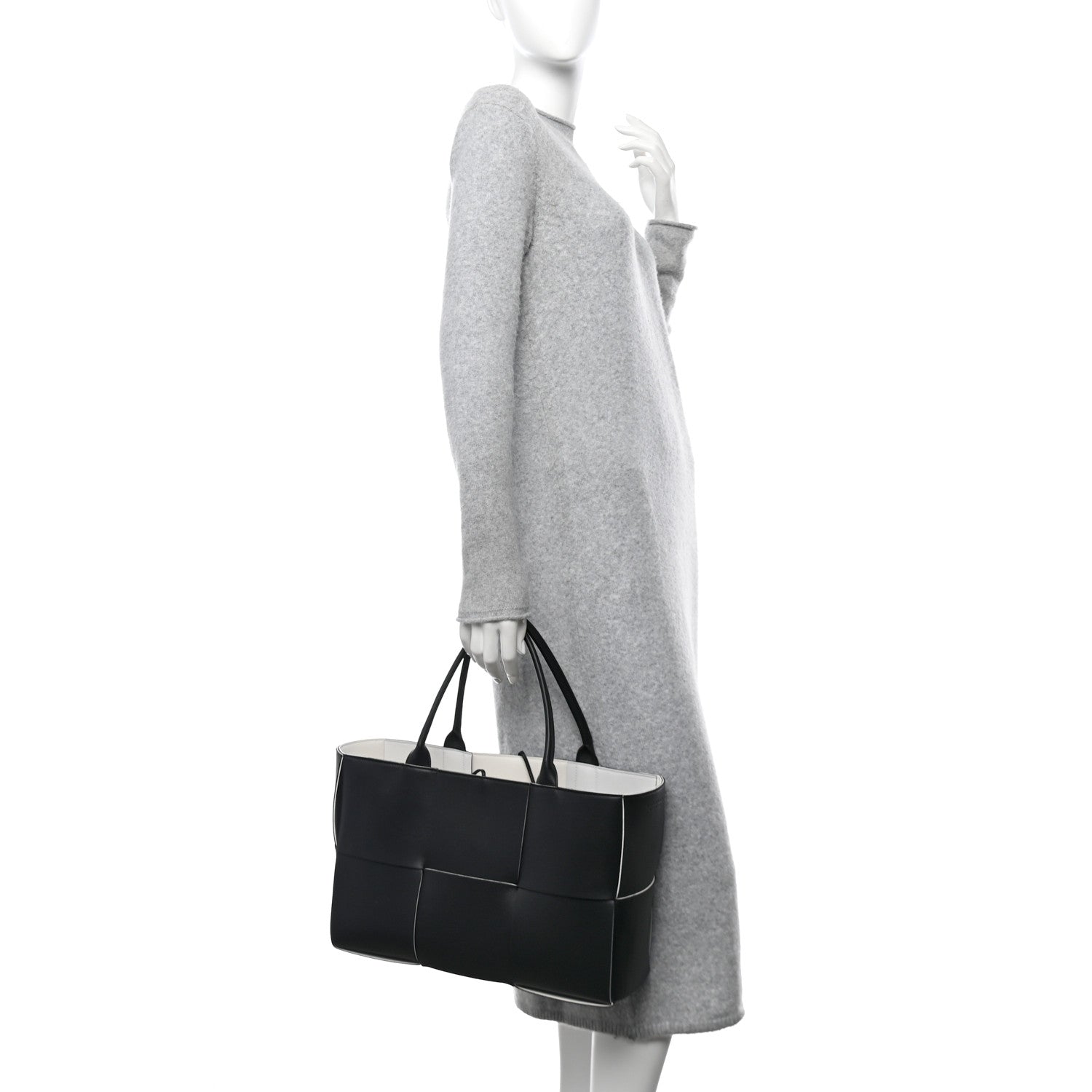 Bottega Veneta Nappa Maxi Intrecciato Medium Arco Tote Black White 2 of 10
