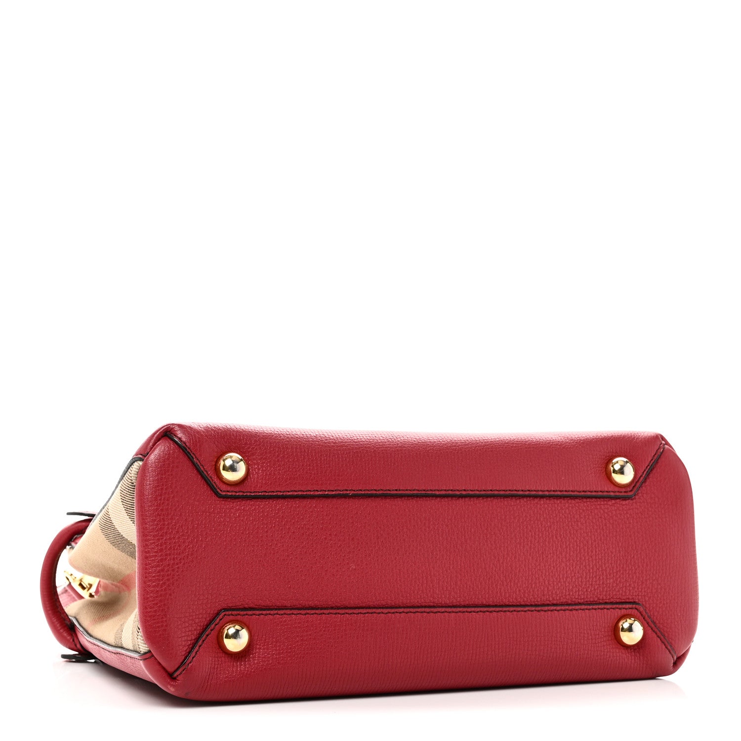 Burberry Grainy Calfskin House Check Small Banner Tote Red 4 of 9