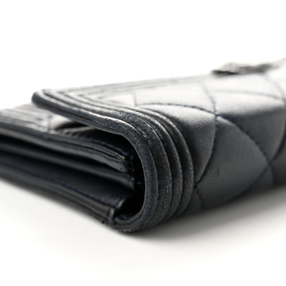 Chanel Lambskin Quilted Boy Large Gusset Flap Wallet Navy 9 of 12