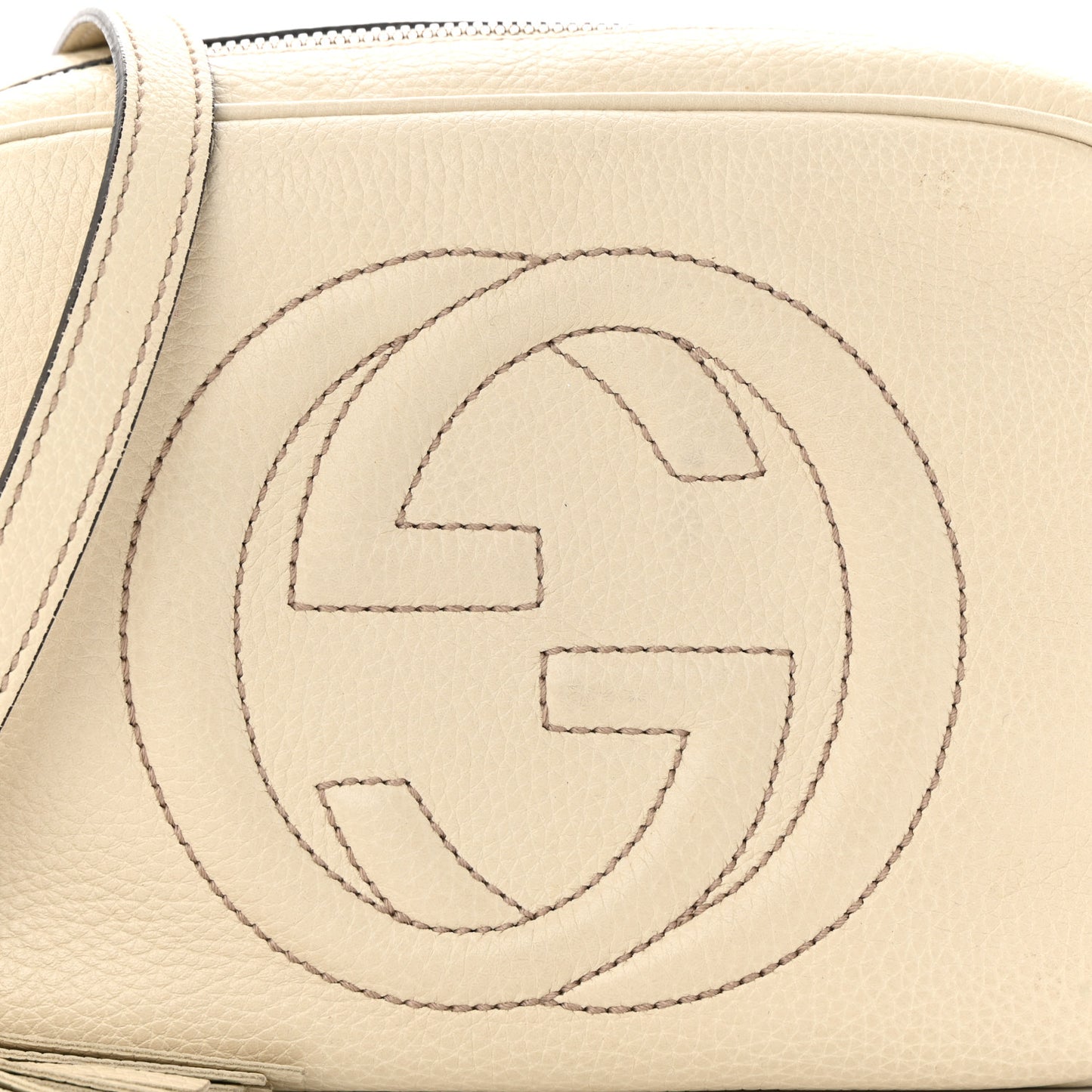Pebbled Calfskin Small Soho Disco Bag Off White