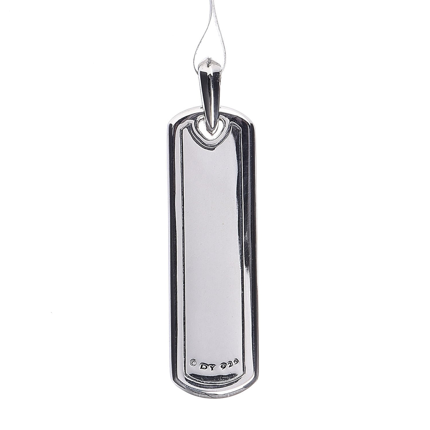 David Yurman Sterling Silver Black Diamond Mens Graphic Cable Ingot Tag Pendant 3 of 4