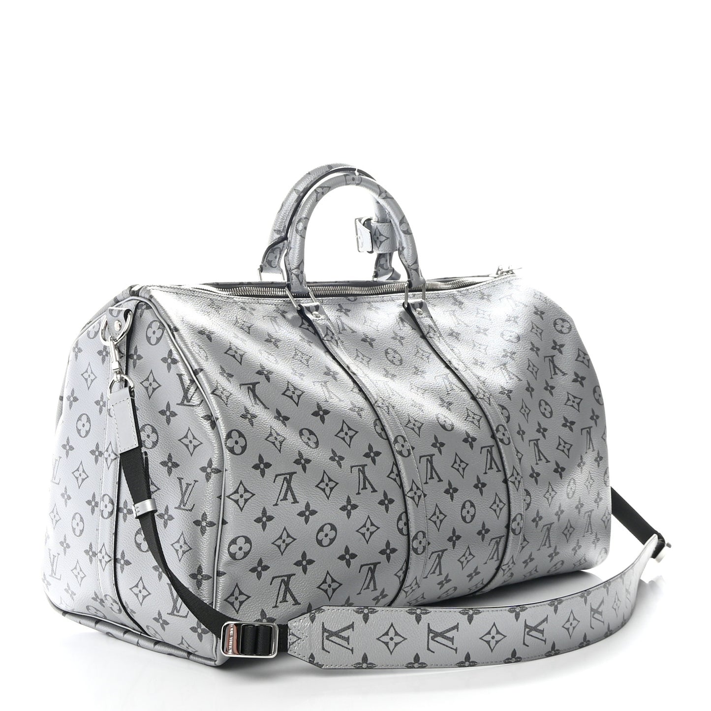 Metallic Monogram Keepall Bandouliere 50 Silver