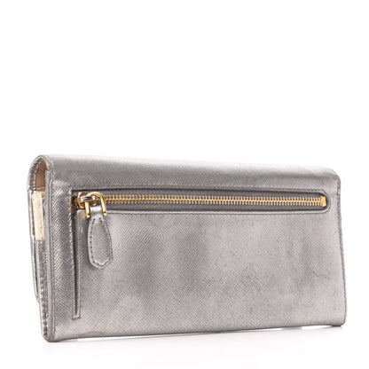 Prada Metallic Saffiano Colour Continental Flap Wallet Cromo 3 of 7
