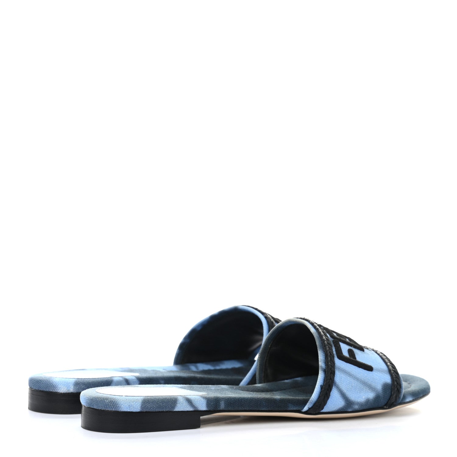 Fendi Canvas Floral Print Logo Flat Slide Sandals 35.5 Sagittarius Black 4 of 12
