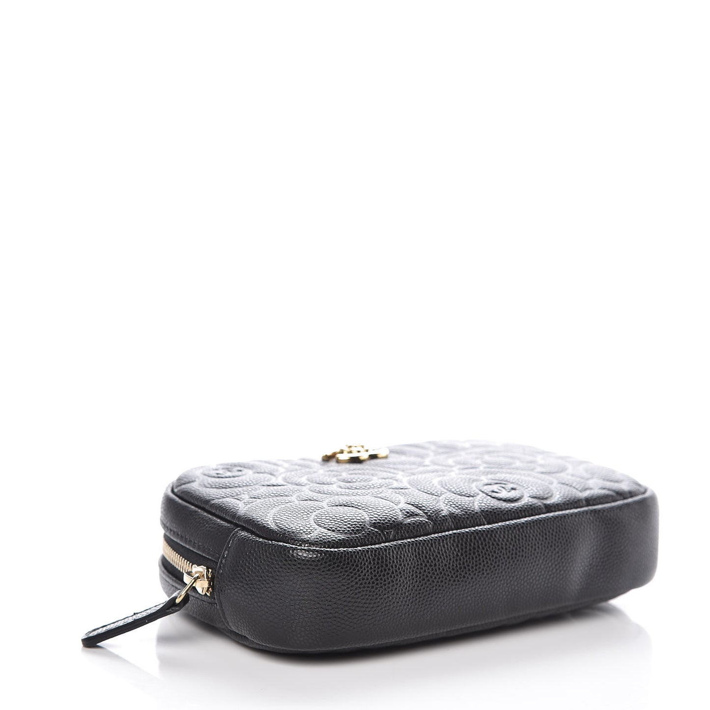 Caviar Camellia Embossed Small Cosmetic Case Black