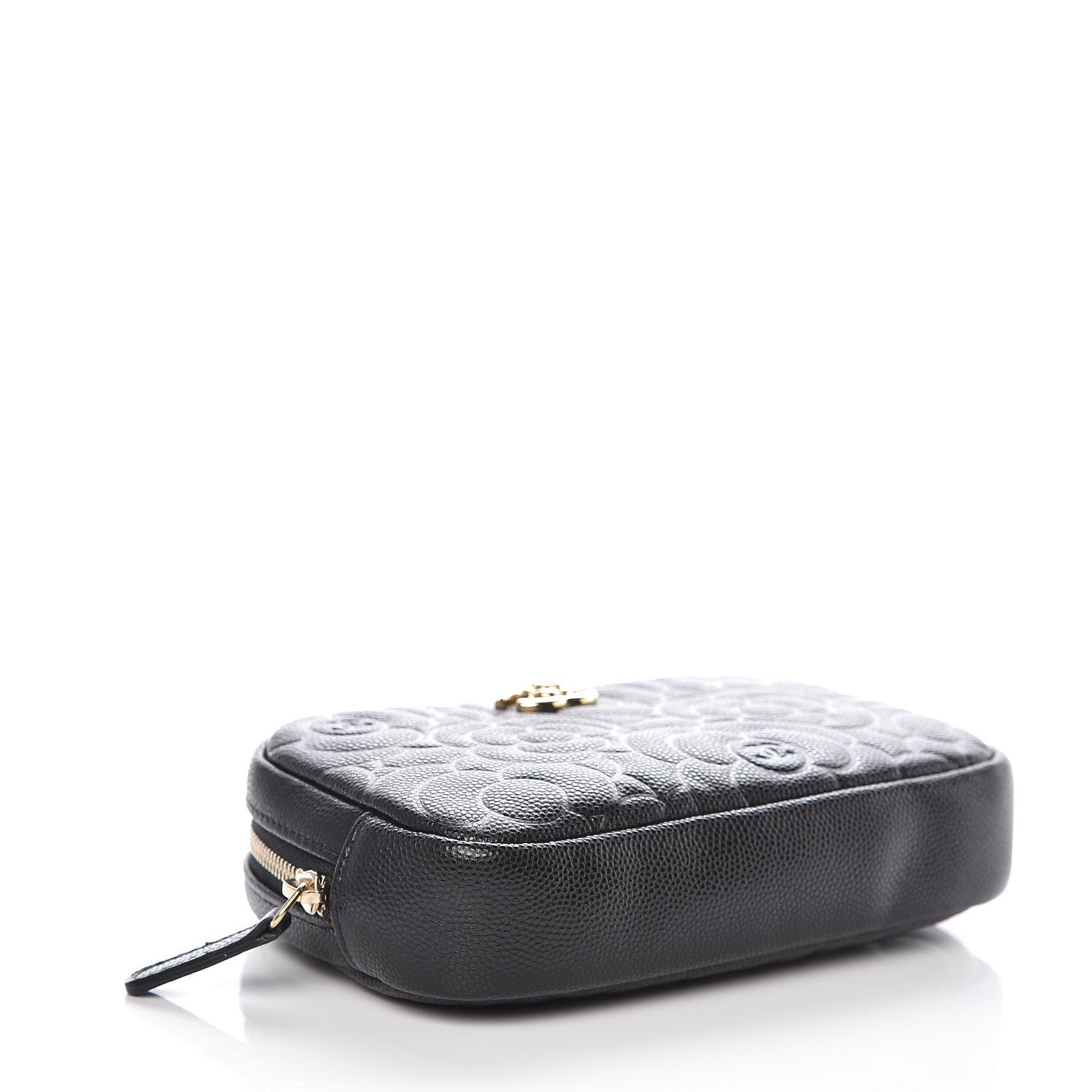 Chanel Caviar Camellia Embossed Small Cosmetic Case Black 4 of 7