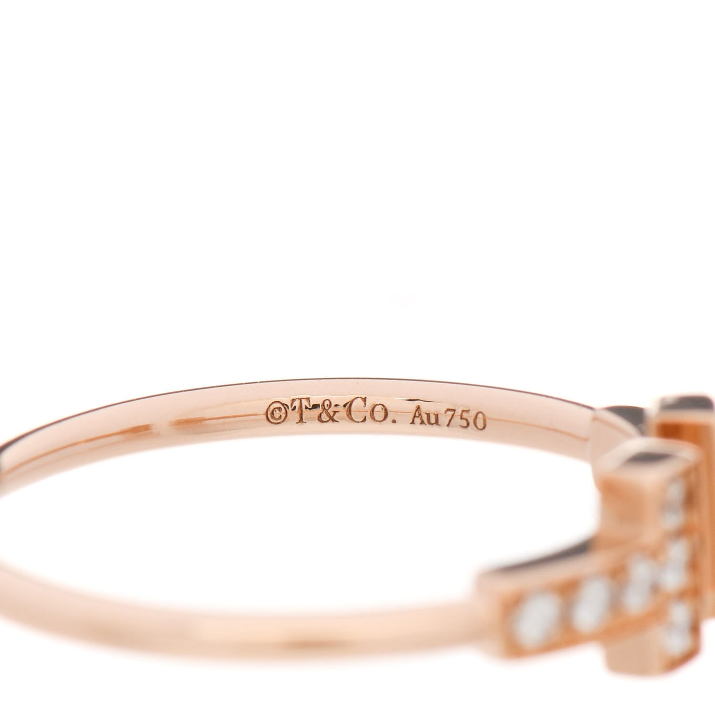 18K Rose Gold Diamond T Wire Ring 54 6.75