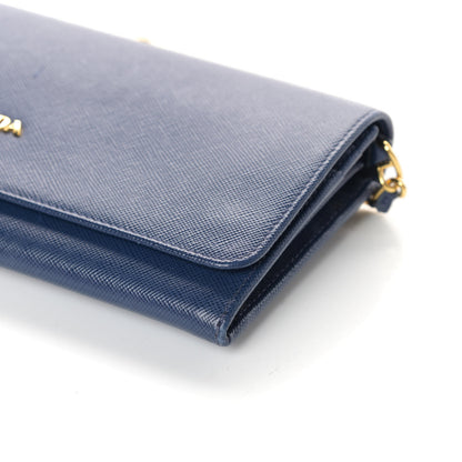 Prada Saffiano Metal Oro Chain Wallet Bleuette 8 of 8