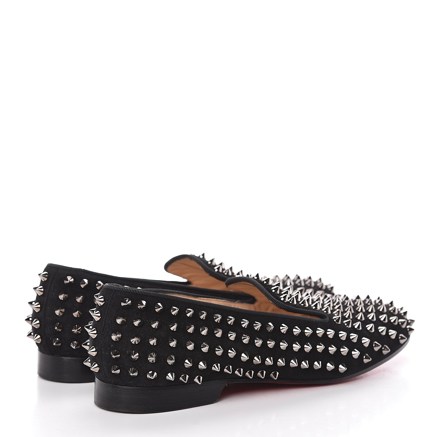 Christian Louboutin Suede Mens Rollerboy Spikes Flat Loafers 39.5 Black 4 of 14