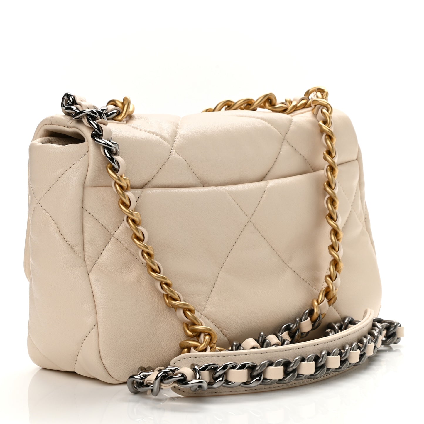 Lambskin Quilted Medium Chanel 19 Flap Light Beige