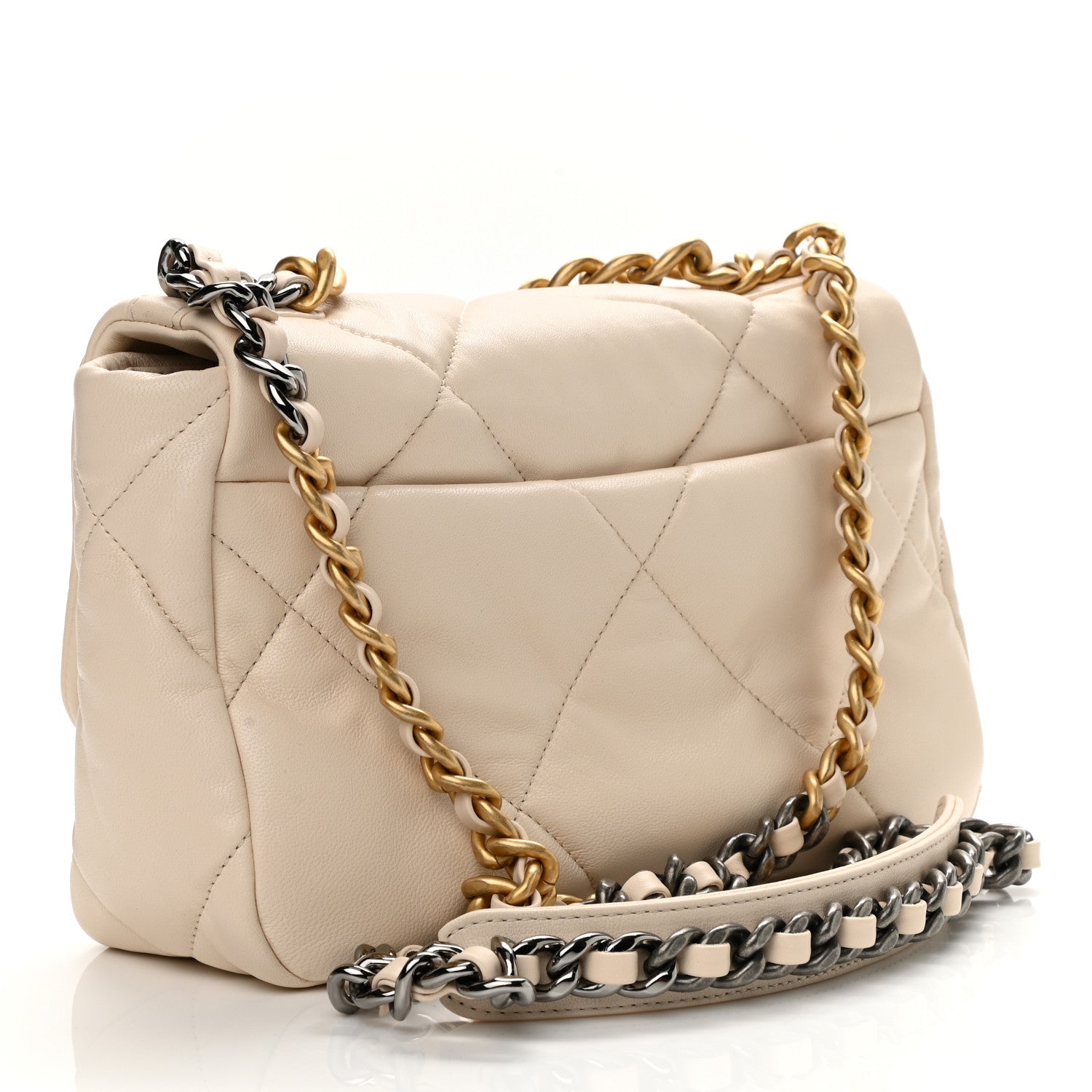 Chanel Lambskin Quilted Medium Chanel 19 Flap Light Beige 3 of 10