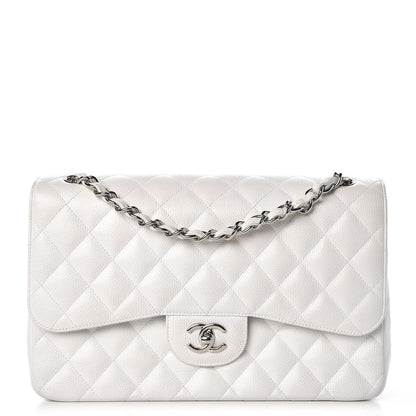 Chanel Caviar Quilted Jumbo Double Flap White 1 of 12