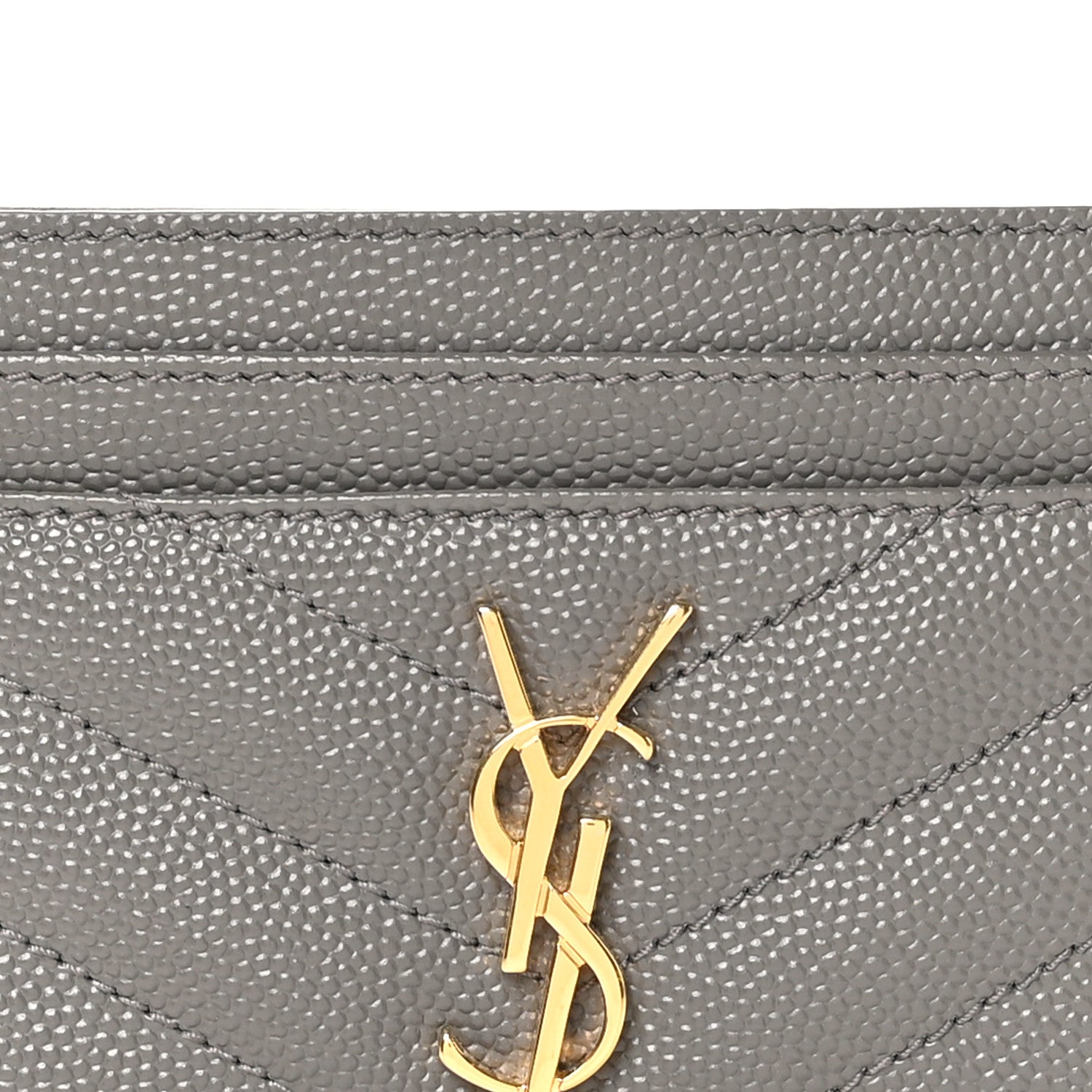 Saint Laurent Grain De Poudre Matelasse Chevron Monogram Credit Card Case Earth 8 of 8