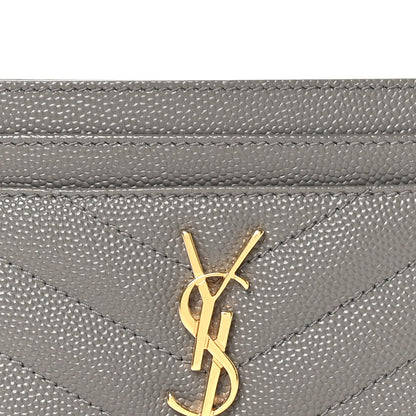Saint Laurent Grain De Poudre Matelasse Chevron Monogram Credit Card Case Earth 8 of 8