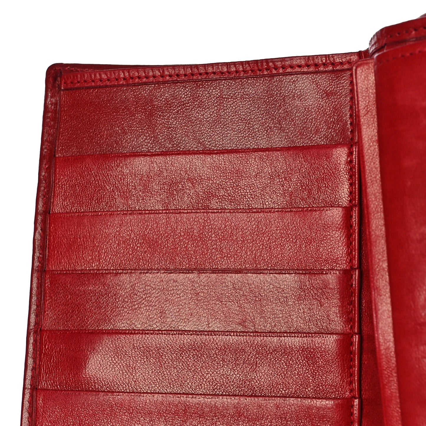 Calfskin Diamond Stitched French Wallet Red