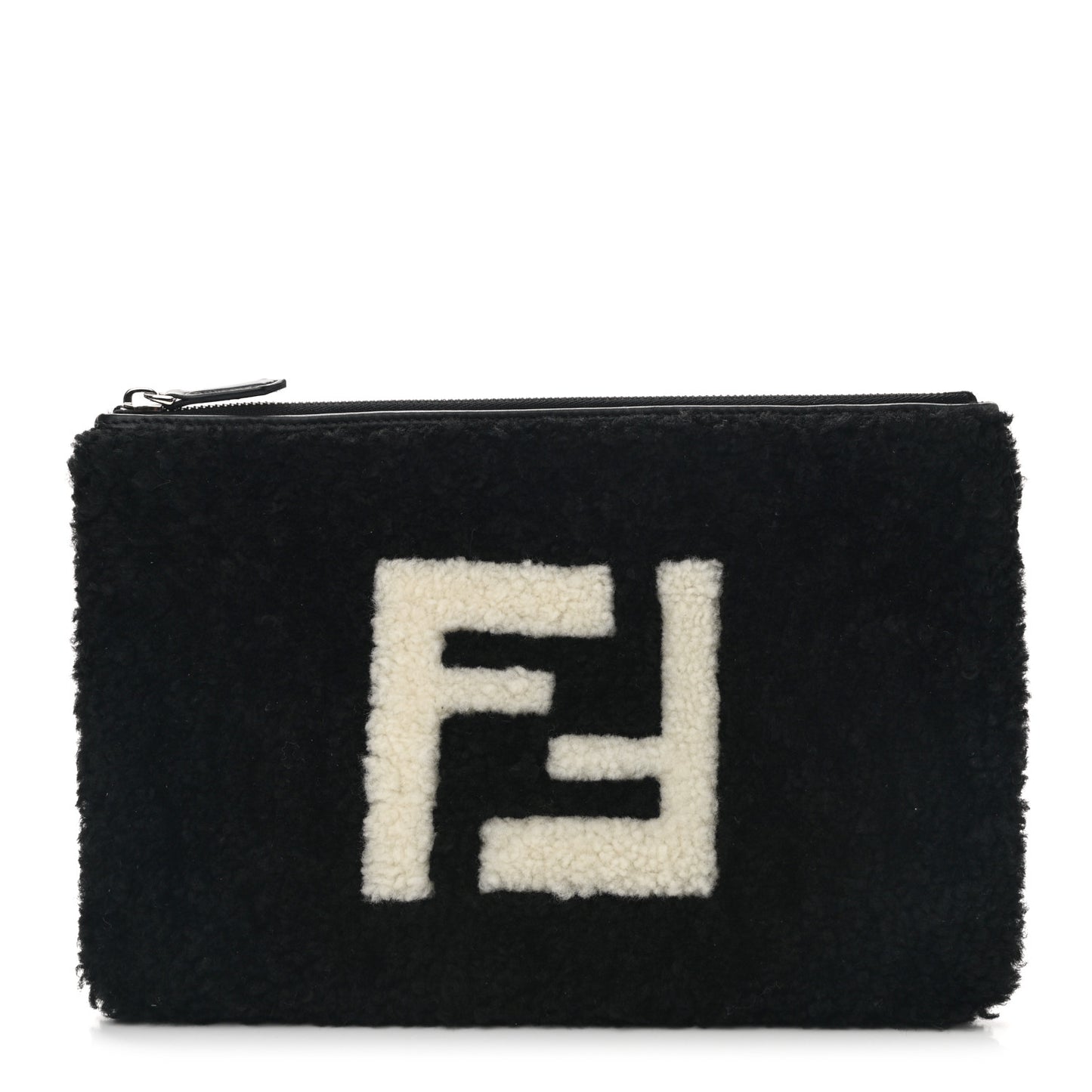 Shearling FF Pouch Black White