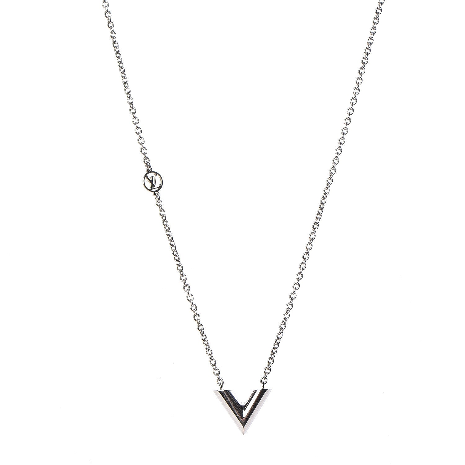 Louis Vuitton Metal Essential V Supple Necklace Silver 1 of 6