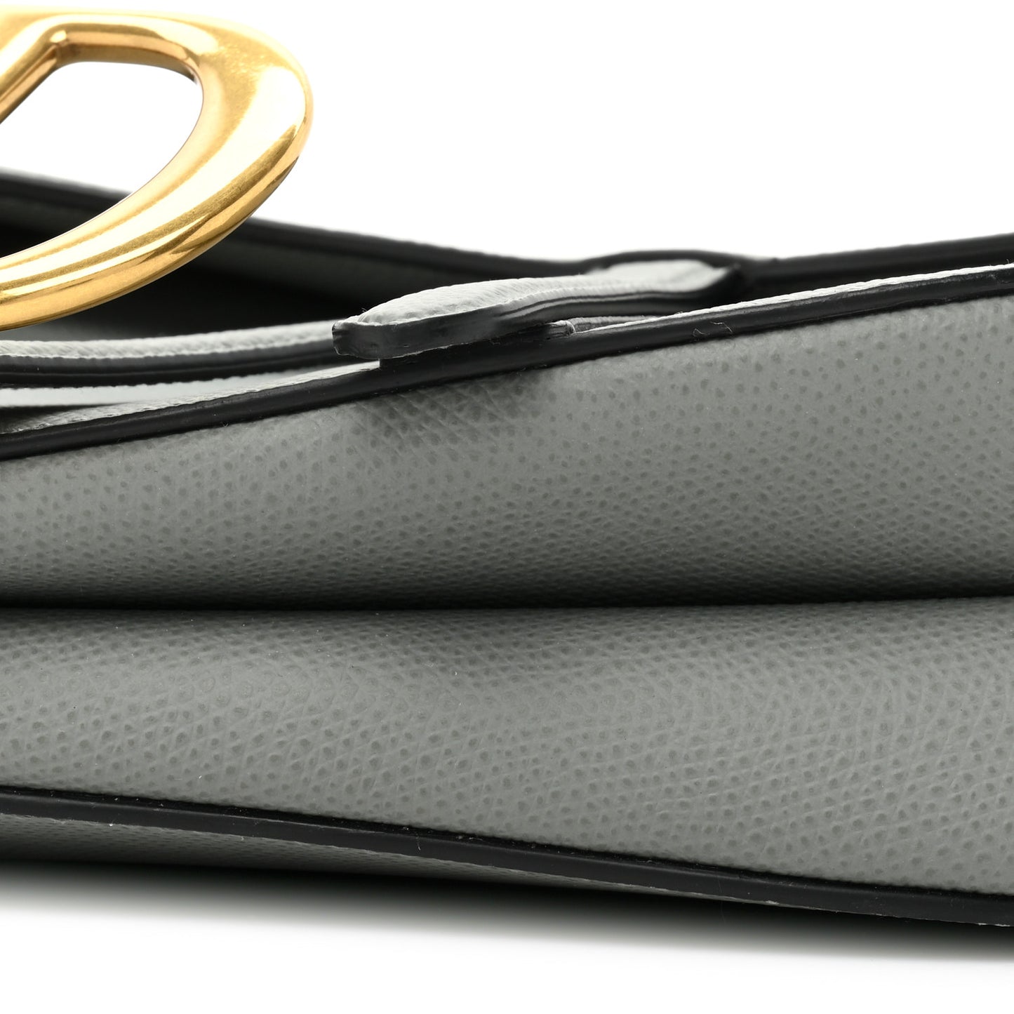 Grained Calfskin Saddle Bag Grey Stone