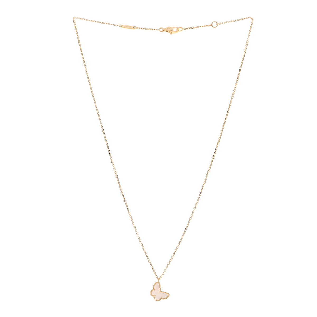 18K Yellow Gold Mother of Pearl Sweet Alhambra Butterfly Pendant Necklace