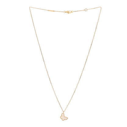 Van Cleef & Arpels 18K Yellow Gold Mother of Pearl Sweet Alhambra Butterfly Pendant Necklace 3 of 6