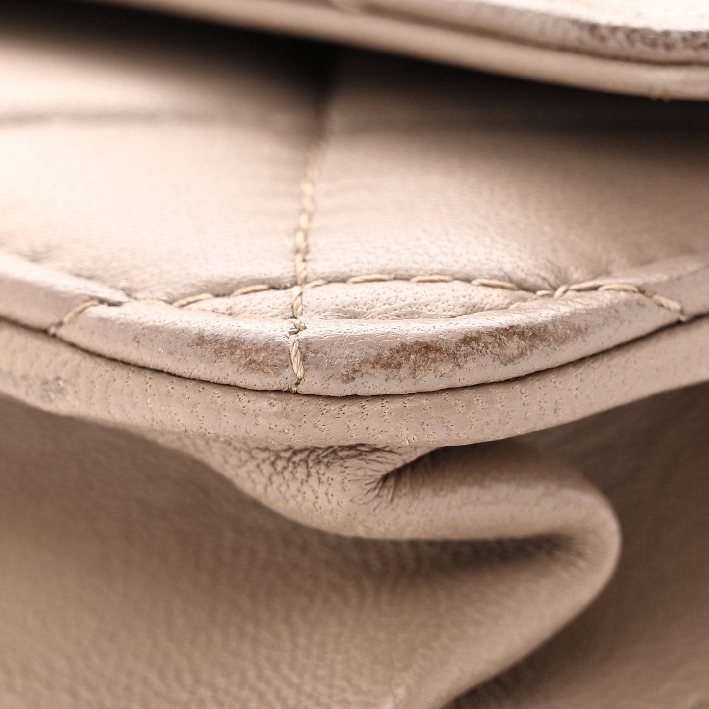 Lambskin Quilted Wallet On Chain WOC Taupe