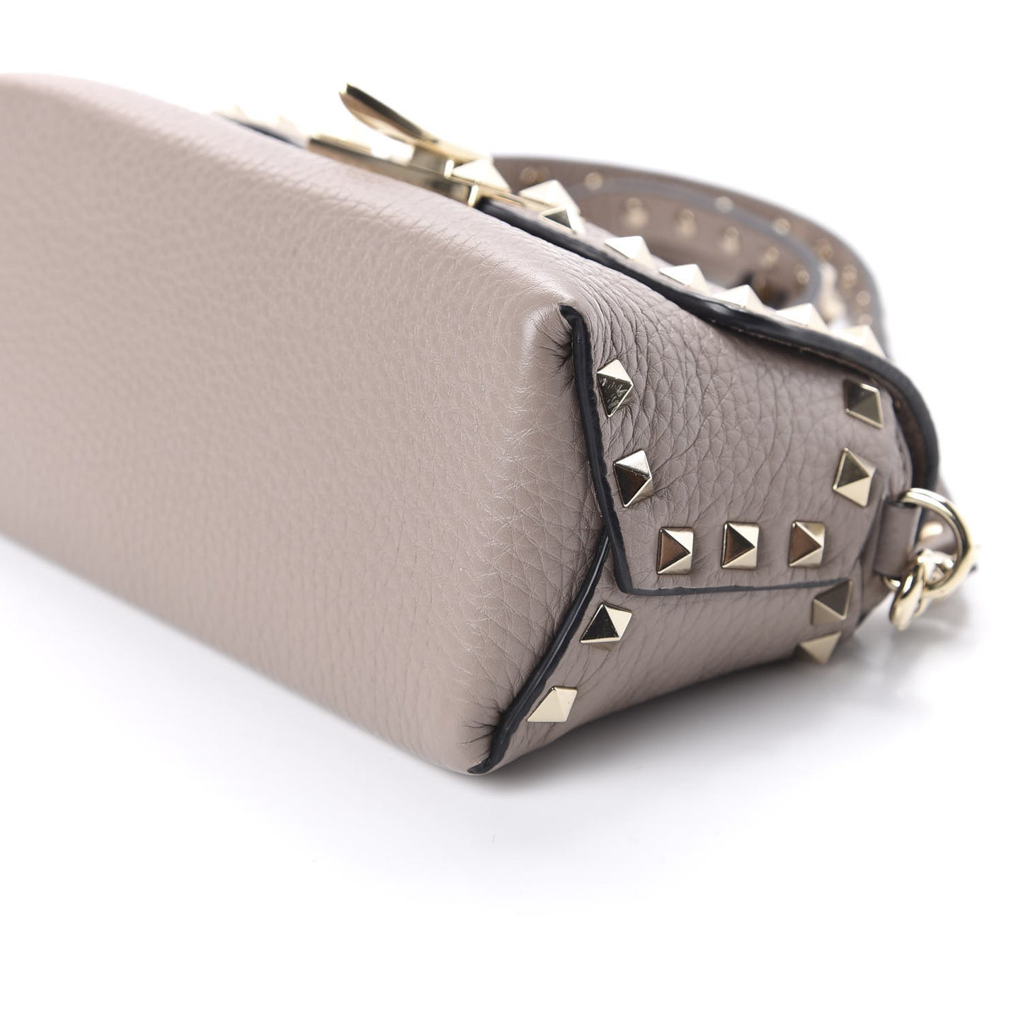 Pebbled Calfskin Mini Rockstud Crossbody Bag Poudre