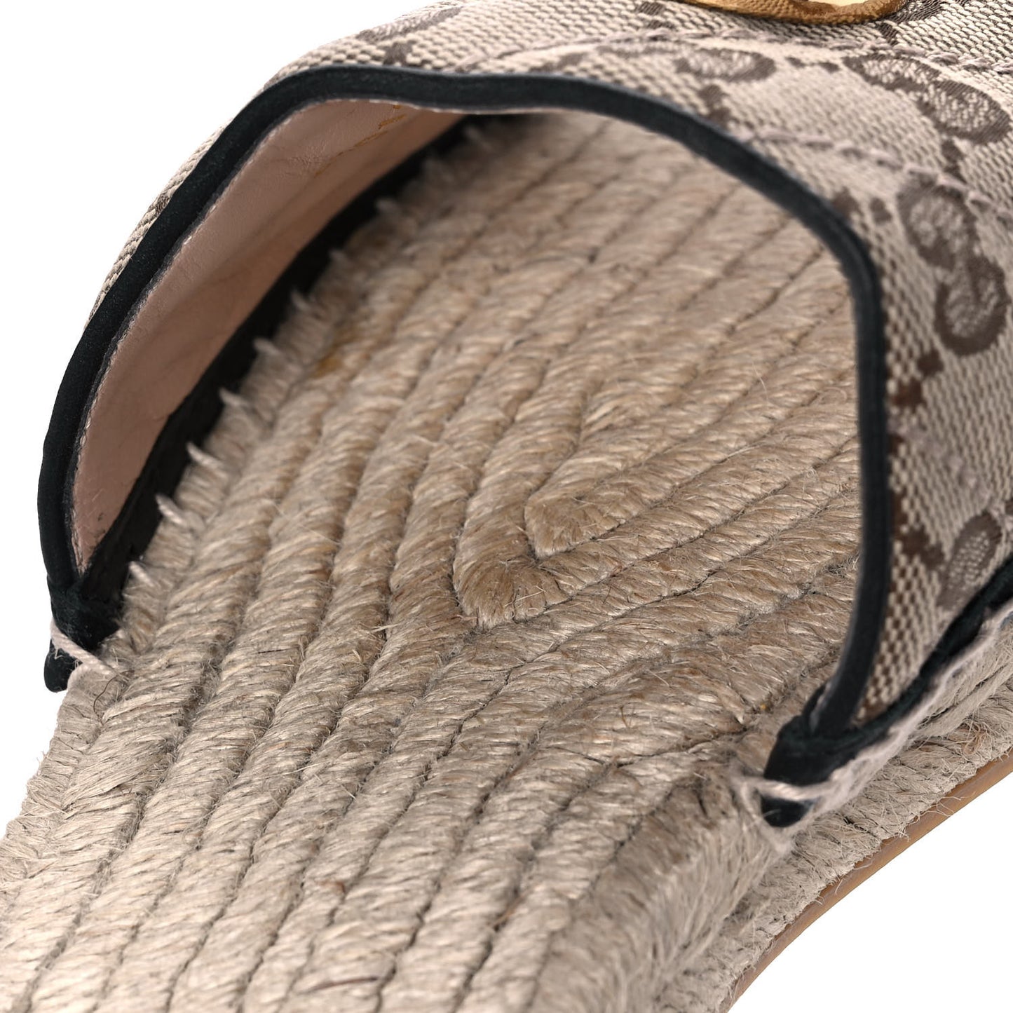 Monogram Matelasse GG Marmont Espadrille 20mm Slide Sandals 38 Beige Ebony Black