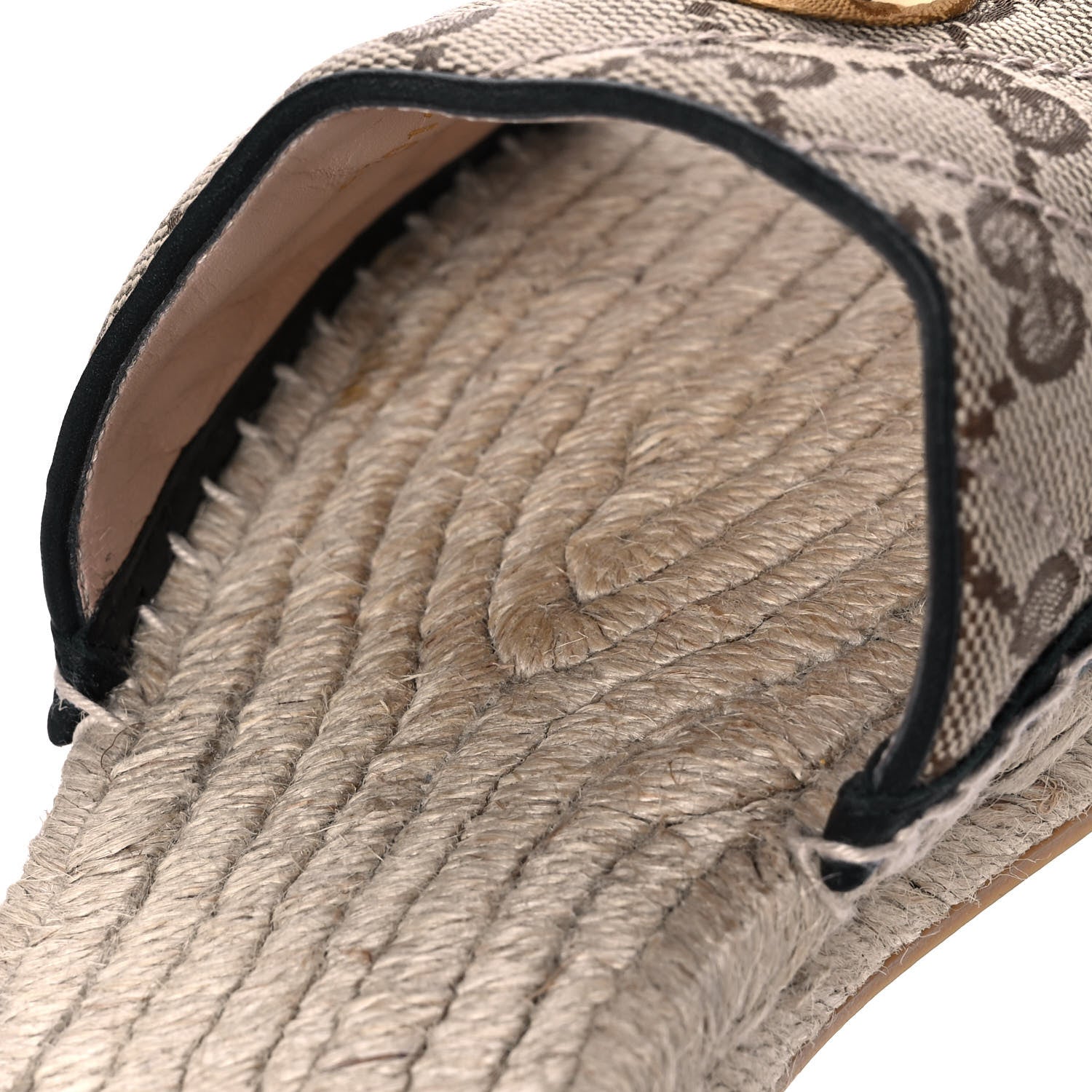 Gucci Monogram Matelasse GG Marmont Espadrille 20mm Slide Sandals 38 Beige Ebony Black 10 of 11