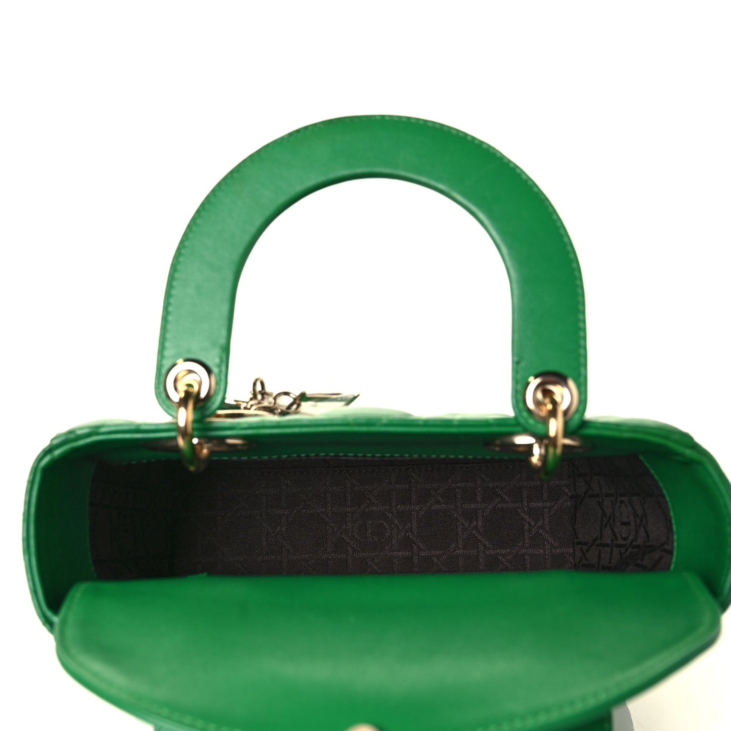Lambskin Cannage Small Lucky Badges My Lady Dior Green