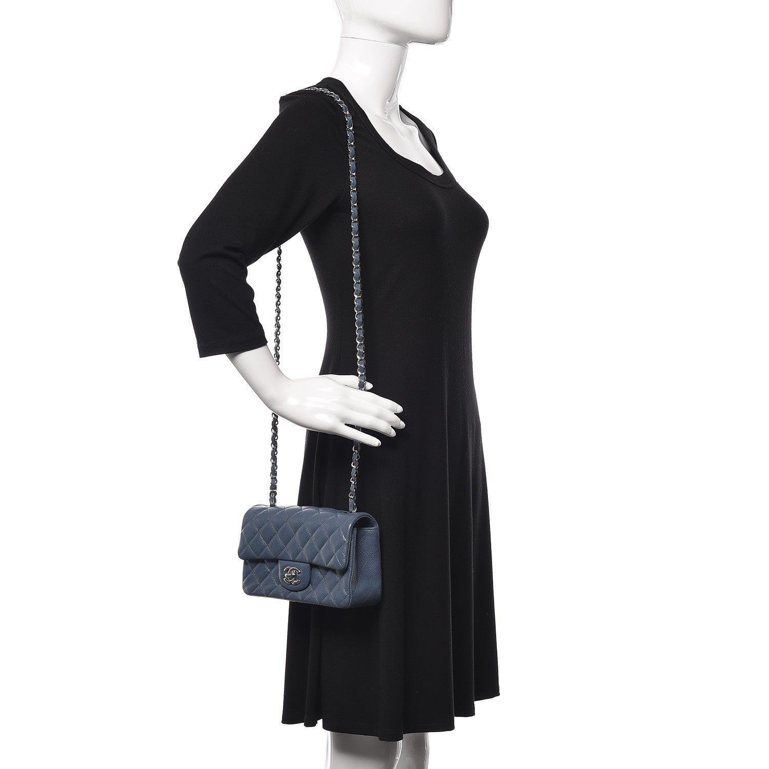 Chanel Caviar Quilted Mini Rectangular Flap Blue 2 of 10