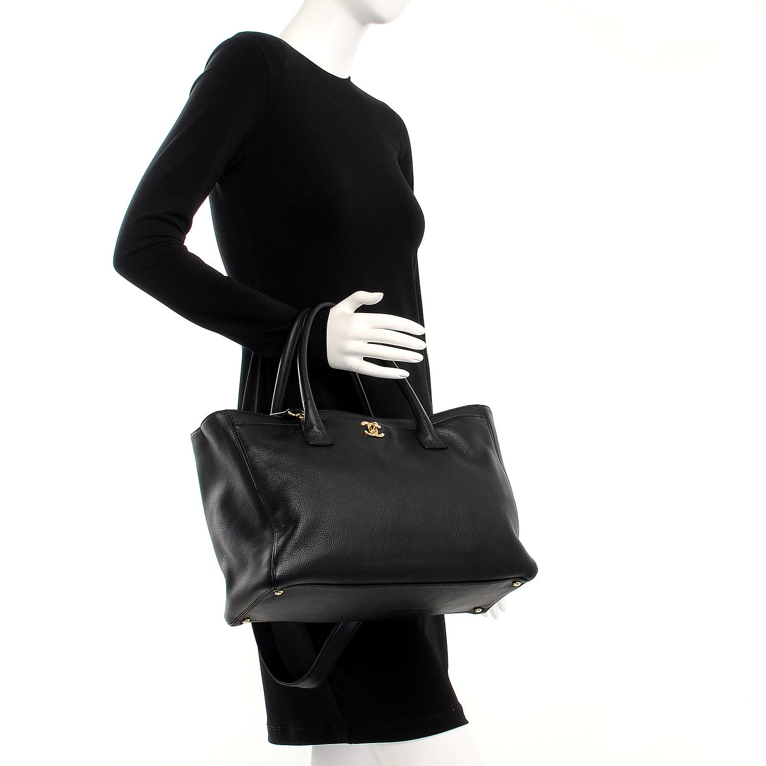 Chanel Calfskin Cerf Executive Shopper Tote Black 3 of 8