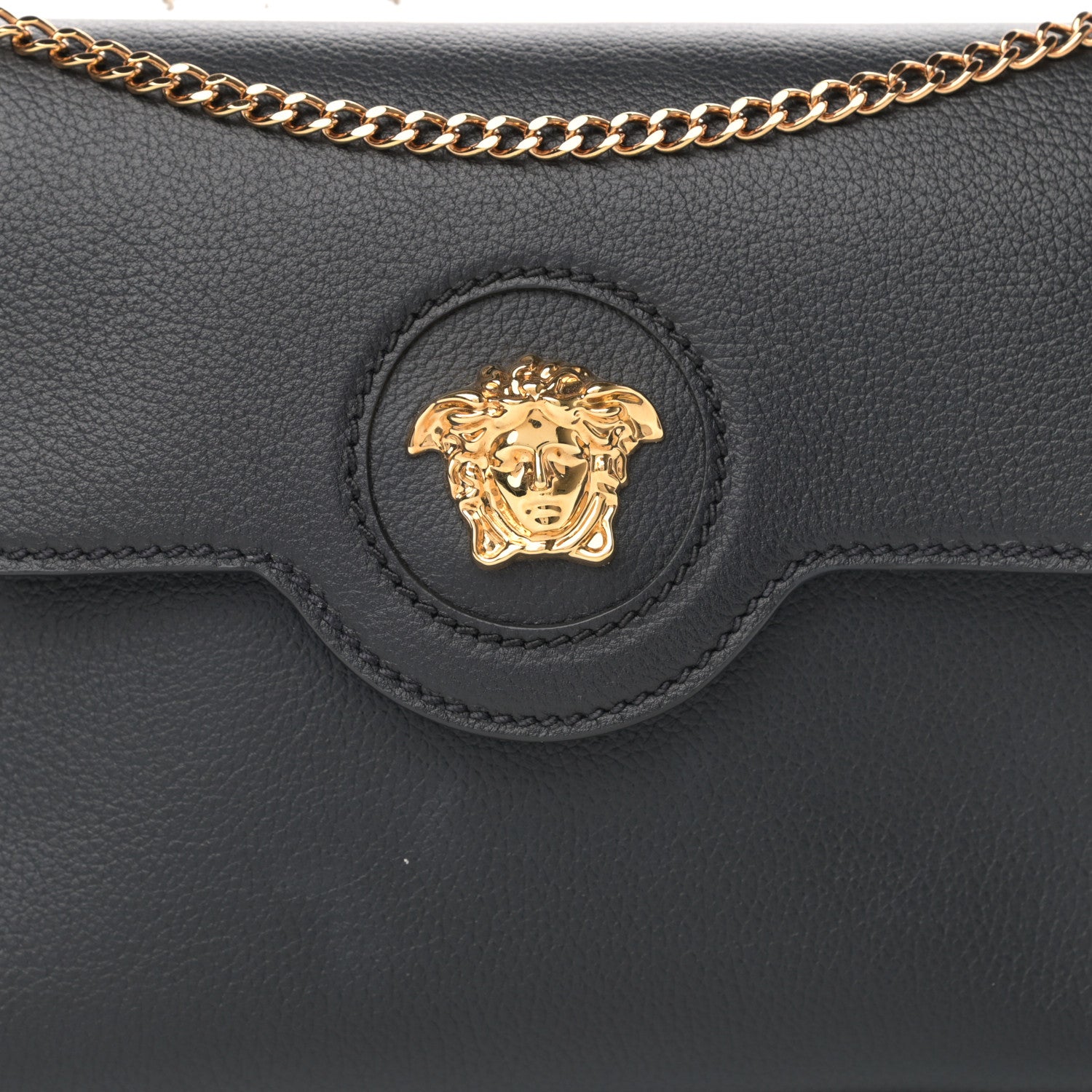 Versace Grained Calfskin La Medusa Chain Crossbody Bag Black 14 of 22