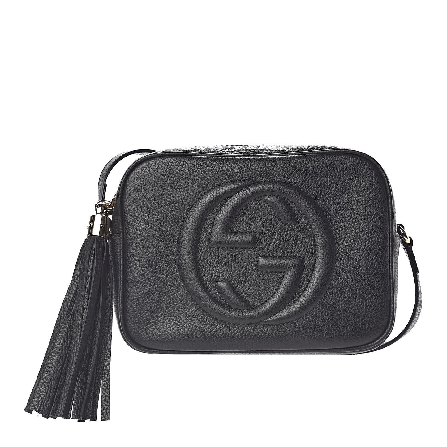 Pebbled Calfskin Small Soho Disco Bag Black
