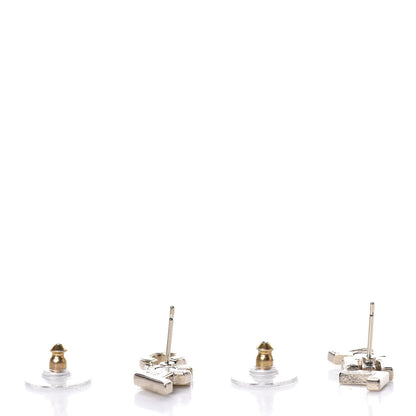 Chanel Crystal Pearl Signature Stud Earrings Gold 3 of 5