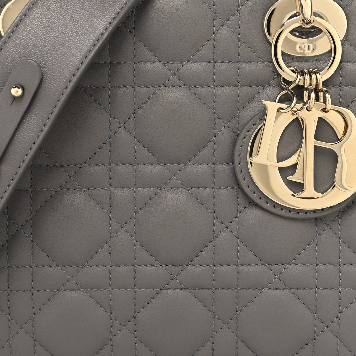 Christian Dior Lambskin Cannage Small My ABCDior Lady Dior Grey 8 of 11