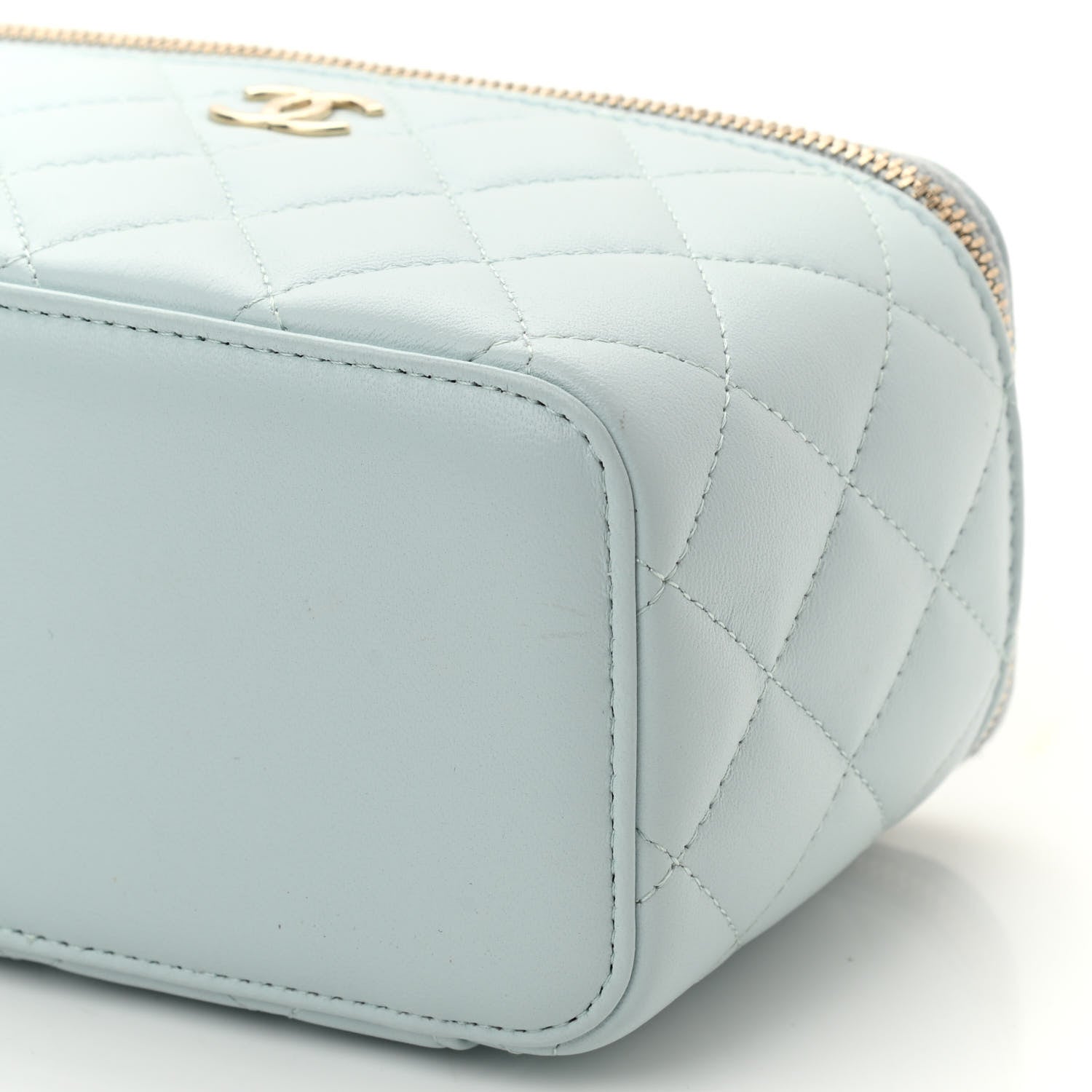 Chanel Lambskin Quilted Small Top Handle Vanity Case With Chain Light Blue 11 of 13