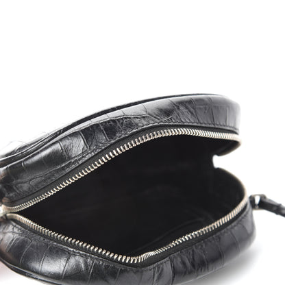 Saint Laurent Calfskin Crocodile Embossed Monogram Blogger Bag Black 5 of 11