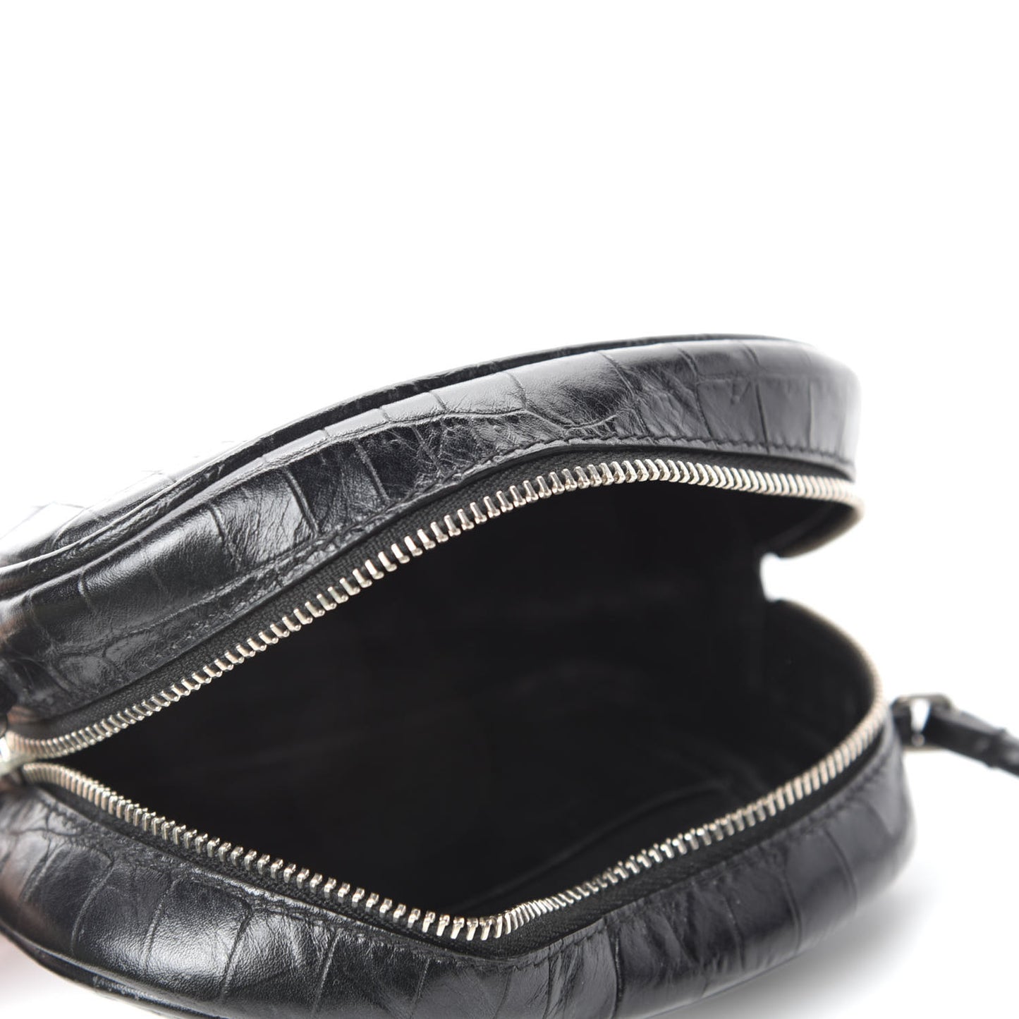 Calfskin Crocodile Embossed Monogram Blogger Bag Black
