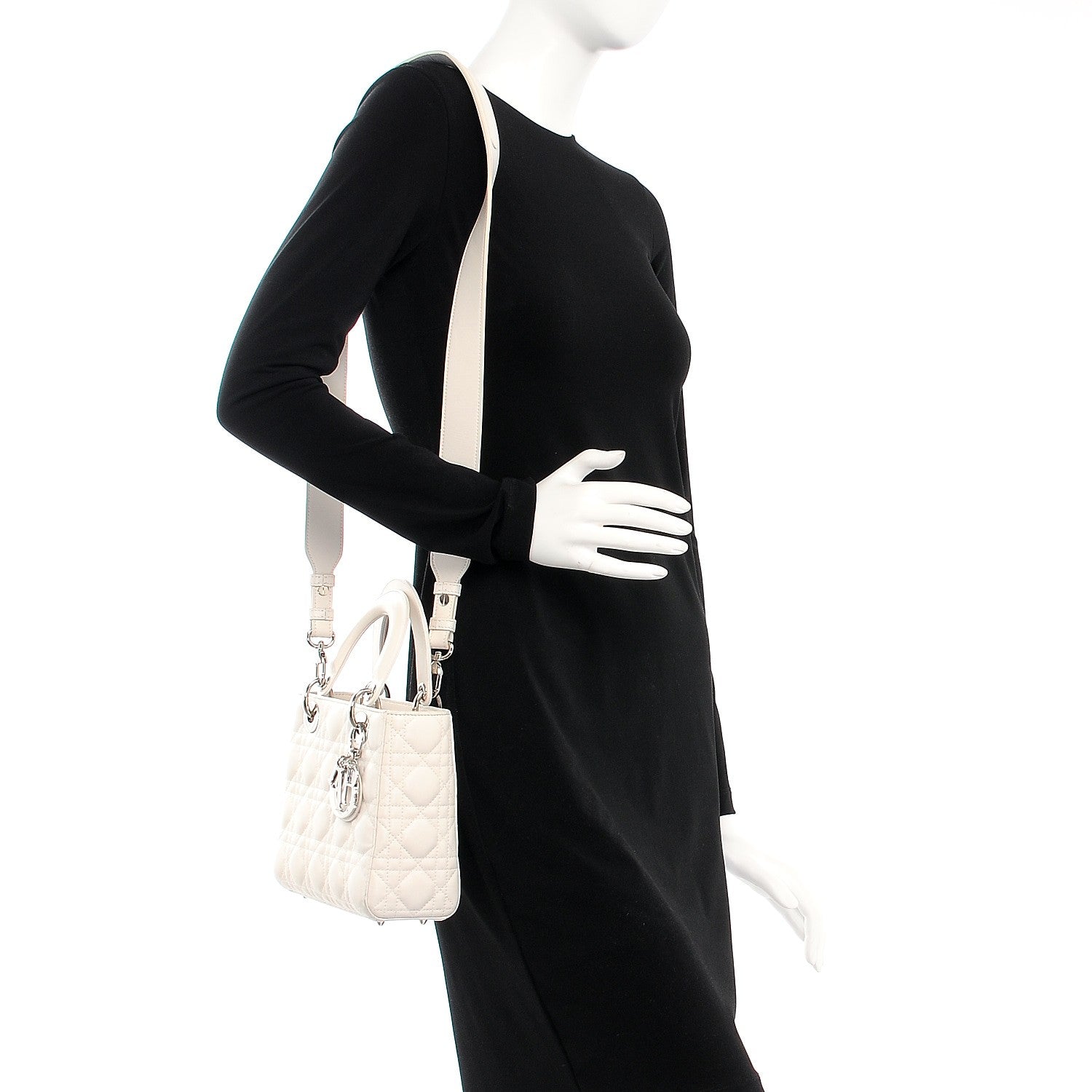 Christian Dior Lambskin Cannage Medium Lady Dior White 2 of 16