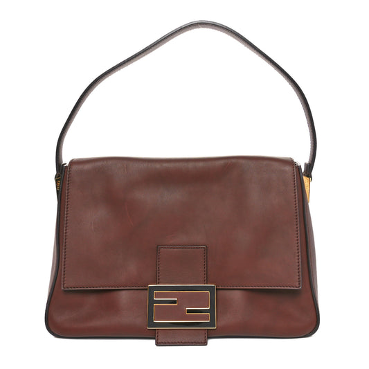Vitello Flamingo Enamel Big Forever Mama Baguette Brown