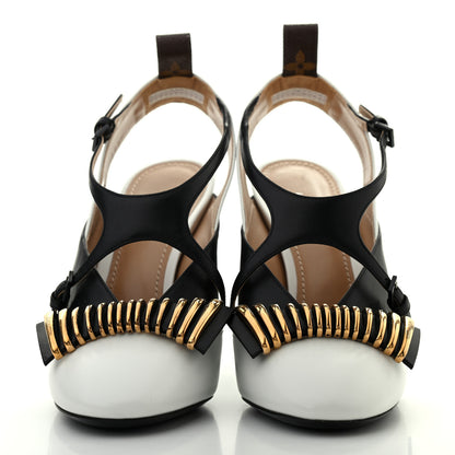 Louis Vuitton Calfskin Monogram Headline Slingback Pumps 36 Black White 2 of 8