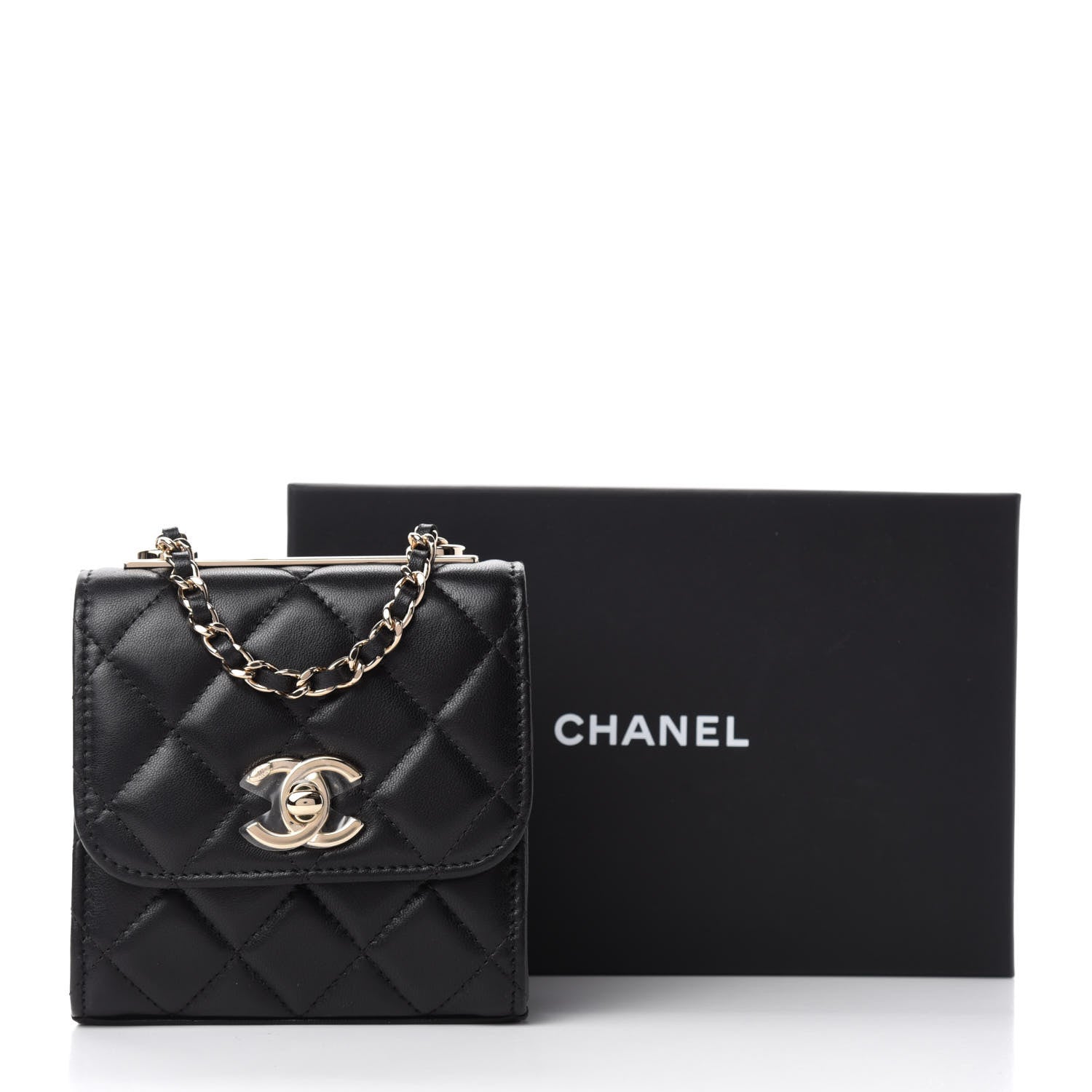 Chanel Lambskin Quilted Mini Trendy CC Chain Wallet Black 11 of 11
