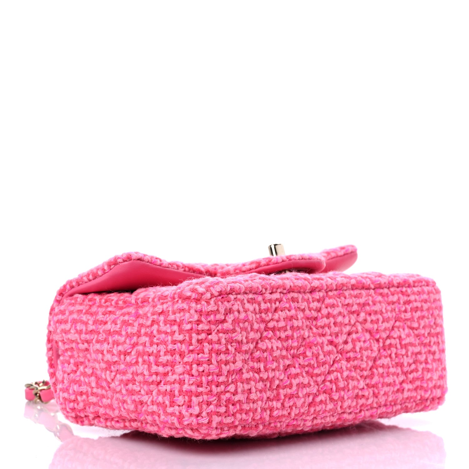 Chanel Wool Tweed Quilted Mini Rectangular Flap Dark Pink Fuchsia 3 of 10