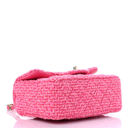 Chanel Wool Tweed Quilted Mini Rectangular Flap Dark Pink Fuchsia 3 of 10