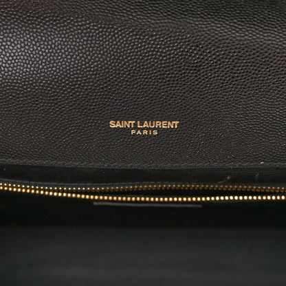 Saint Laurent Grain De Poudre Textured Mixed Matelasse Large Triquilt Monogram Satchel Black 6 of 11
