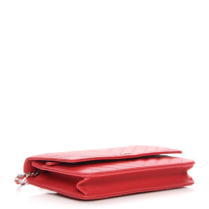 Chanel Caviar Chevron Quilted Wallet On Chain WOC Pink 4 of 9