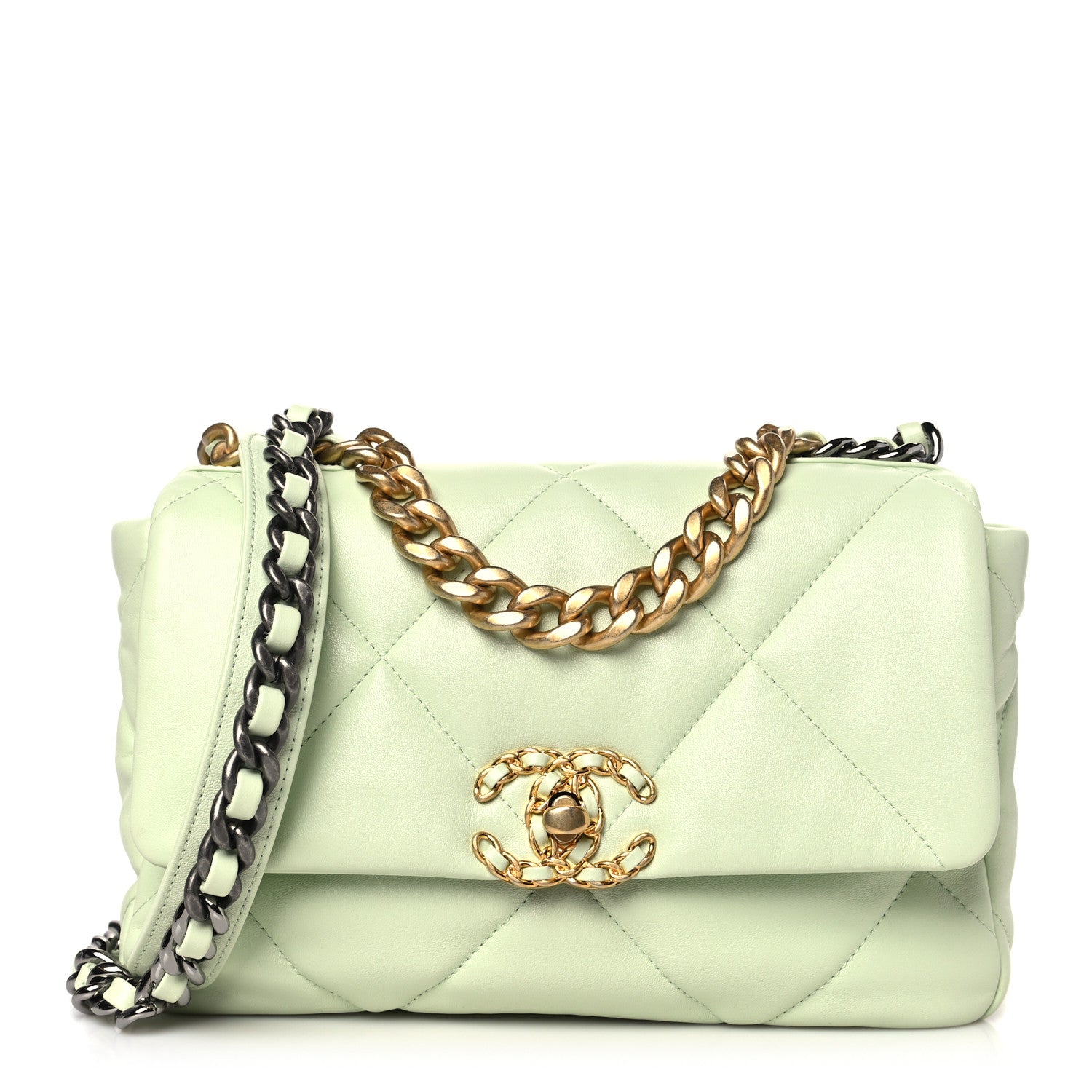 Chanel Lambskin Quilted Medium Chanel 19 Flap Light Green 1 of 10