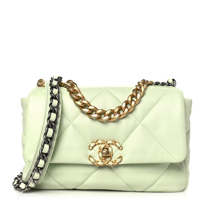 Chanel Lambskin Quilted Medium Chanel 19 Flap Light Green 1 of 10