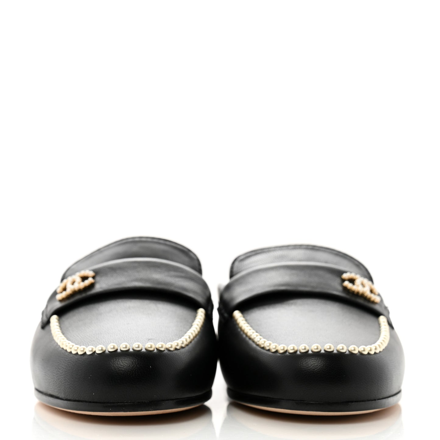Lambskin Pearl CC Mules 36 Black